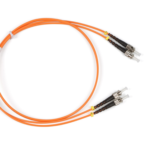 Коммутационный шнур оптический NTSS Tight Buffer, Duplex ST/ST, OM2 50/125, PVC, 1м, чёрный хвостовик, цвет: оранжевый