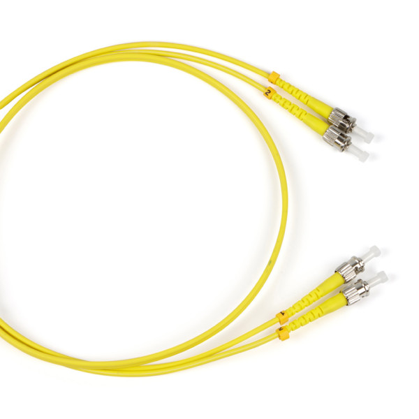Коммутационный шнур оптический Hyperline, Duplex ST/ST (UPC), OS2 9/125, LSZH, 1м, d 3мм, жёлтый хвостовик, цвет: жёлтый