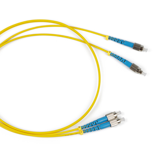 Коммутационный шнур оптический Hyperline, Duplex FC/FC (UPC), OS2 9/125, LSZH, 10м, d 2мм, синий хвостовик, цвет: жёлтый