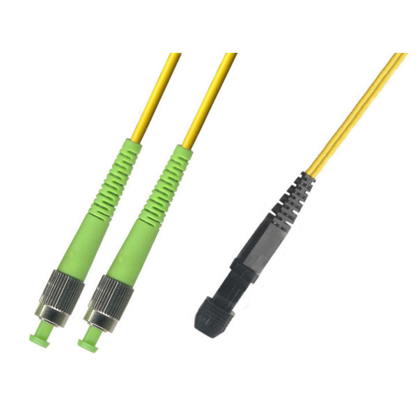 Коммутационный шнур оптический Hyperline, Duplex FC/MTRJ (APC), OS2 9/125, LSZH, 10м, d 2мм, зеленый хвостовик, цвет: жёлтый