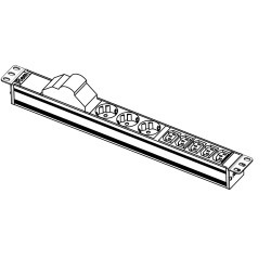 Блок силовых розеток Rem Rem-32, горизонтальный, Shuko, IEC 60320 C13 х 8, вход колодка, 1U, 484х45х45 (ШхГхВ), 32А, 19, автомат, чёрный, без шнура
