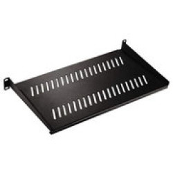 Полка Hyperline, перфорированная, консольная, 2U, 482х400 (ШхГ), нагрузка до 30 кг, для шкафов и стоек, цвет: чёрный