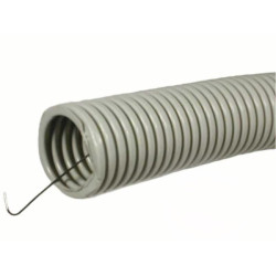 Гофрированная труба DKC, самозатухающий ПВХ, легкая, D20 мм, с зондом, цвет серый, бухта, 100 м