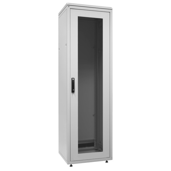 Шкаф телекоммуникационный напольный Zpas SZBD, IP20, 42U, 1963х600х800 (ВхШхГ), дверь: стекло, задняя дверь: металл, разборный, цвет: серый, (WZ-SZBD-021-G7AA-11-0000-011)