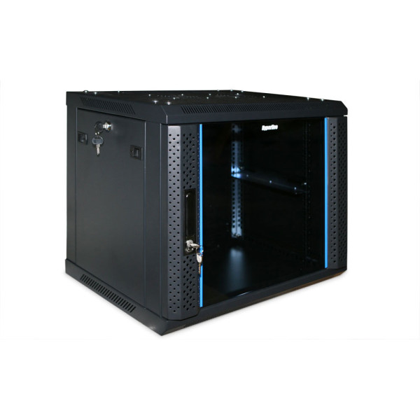 Шкаф телекоммуникационный настенный Hyperline TWFS, 19, 4U, 278х600х450 (ВхШхГ), дверь: стекло, разборный, цвет: чёрный