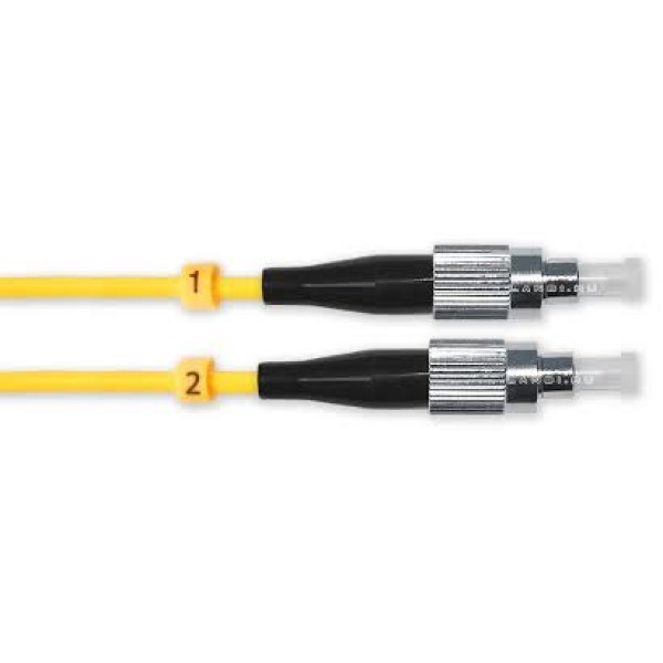 Коммутационный шнур оптический NTSS Tight Buffer, Simplex FC/FC, OS1 9/125, PVC, 5м, чёрный хвостовик, цвет: жёлтый