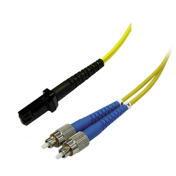 Коммутационный шнур оптический Hyperline, Duplex FC/MTRJ (UPC), OS2 9/125, LSZH, 1м, d 2мм, синий хвостовик, цвет: жёлтый