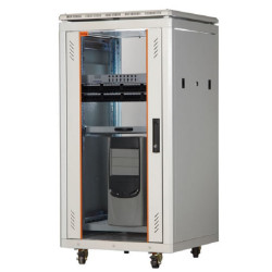 Шкаф телекоммуникационный напольный Estap UNIVERSAL LINE, IP20, 16U, 865х600х800 (ВхШхГ), дверь: стекло, задняя дверь: металл, разборный, цвет: светло-серый, (CKR16U68GF1R1)