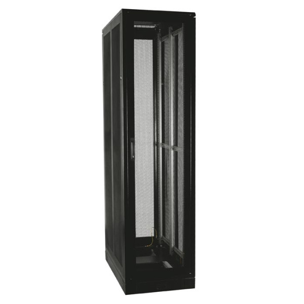 Шкаф серверный напольный Zpas SZB SE, IP20, 42U, 1963х600х1000 (ВхШхГ), дверь: стекло, задняя дверь: металл, разборный, цвет: чёрный, (WZ-SZBSE-006-4522-23-7111-1-161)