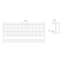 Шина (монтажная) Elbox, 23х73х1000 (ШхВхГ), для шкафов серии EMS, нагрузка до 180 кг