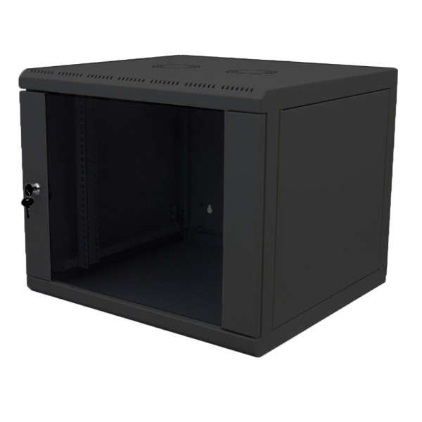 Шкаф телекоммуникационный настенный Canovate WS2N, 19, 9U, 488х600х450 (ВхШхГ), дверь: стекло, сварной, цвет: чёрный