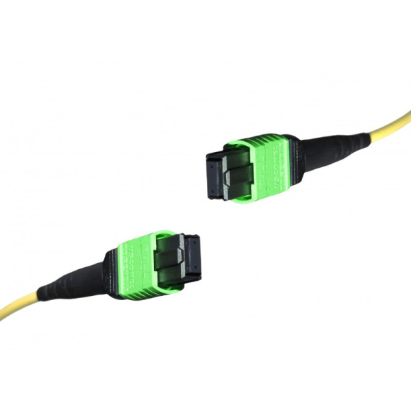 Коммутационный шнур оптический Hyperline, MTPM/MTPM (APC), OS2 9/125, OFNR, 15м, d мм, чёрный хвостовик, цвет: жёлтый