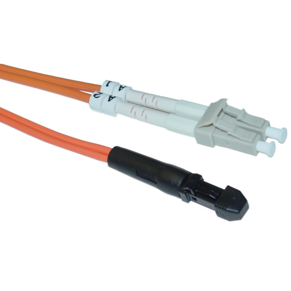 Коммутационный шнур оптический Hyperline, Duplex LC/MTRJ, OM2 50/125, LSZH, 1м, d 2мм, серый хвостовик, цвет: оранжевый
