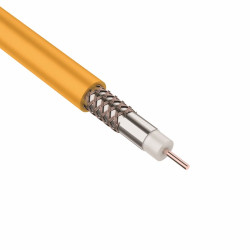 Кабель коаксиальный Rexant RG59, LSZH, однослойный экран +64%, 75 Ом, бухта, 100 м, цвет: жёлтый, d 0,58