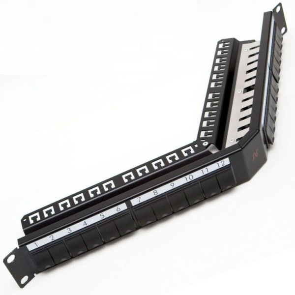 Коммутационная патч-панель Nexans LANmark, 19, 1HU, кат. 5-7, для 4 кассет, угловая, цвет: чёрный, (N521.410)