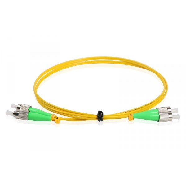 Коммутационный шнур оптический Hyperline, Duplex FC/FC (APC), OS2 9/125, LSZH, 3м, d 2мм, зеленый хвостовик, цвет: жёлтый
