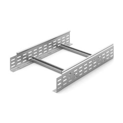 Лестничный лоток DKC, трубчатый борт, стандартный, перфорированный, 400х100х6000 (ШхВхД), толщина: 1,5 мм, сталь, горячий цинк