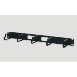 Организатор коммутационных шнуров Eurolan, 19, 1HU, кольцевого типа, цвет: чёрный, (Кольца пластиковые)