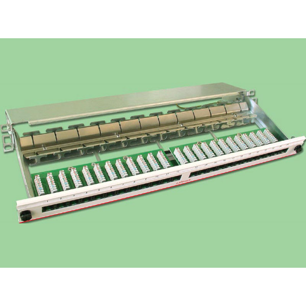 Коммутационная патч-панель Nexans LANmark-5, 19, 1HU, 24xRJ45, кат. 5е, PCB, неэкр., выдвижная, цвет: белый, (N500.105)