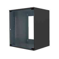 Шкаф телекоммуникационный настенный Canovate SOHO, 19, 9U, 469х500х450 (ВхШхГ), дверь: стекло, сварной, цвет: чёрный