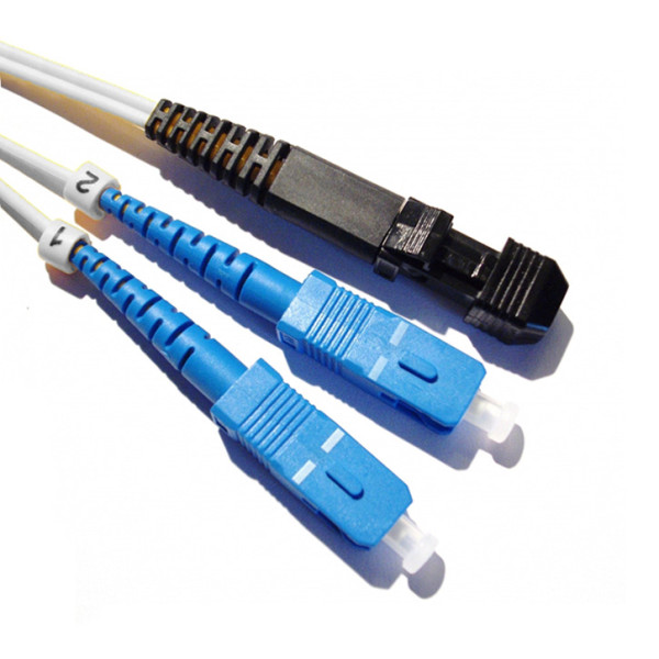 Коммутационный шнур оптический Hyperline, Duplex SC/MTRJ (UPC), G657 9/125, LSZH, 2м, d 2мм, синий хвостовик, цвет: белый