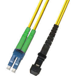 Коммутационный шнур оптический Hyperline, Duplex LC/MTRJ (APC), OS2 9/125, LSZH, 2м, d 2мм, зеленый хвостовик, цвет: жёлтый