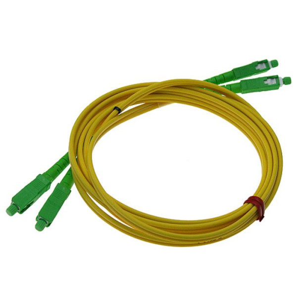 Коммутационный шнур оптический Hyperline, Duplex SC/SC (APC), OS2 9/125, LSZH, 3м, d 3мм, зеленый хвостовик, цвет: жёлтый