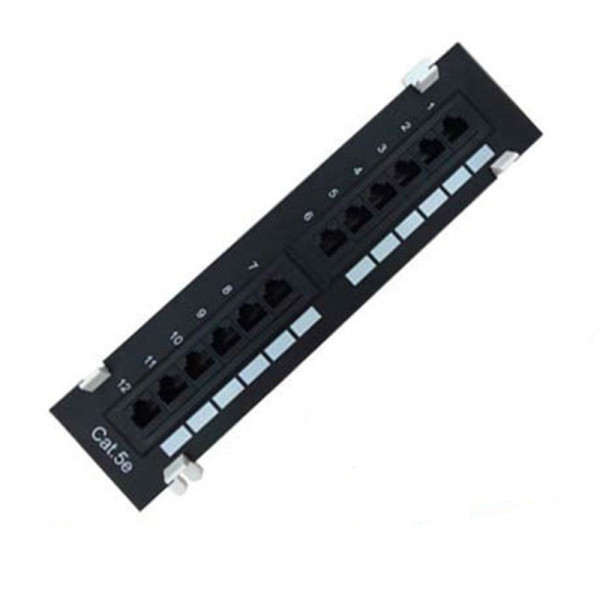 Коммутационная патч-панель AMP, настенная, 1HU, 12xRJ45, кат. 5е, PCB, неэкр., навесной, цвет: чёрный, (0-0406390-1)