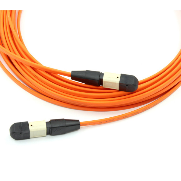 Коммутационный шнур оптический Hyperline, MTPM/MTPM, OM2 50/125, LSZH, 3м, d мм, чёрный хвостовик, цвет: оранжевый