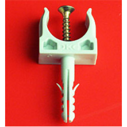 Держатель с защелкой и дюбелем DKC, ППЛ, D20 мм, цвет серый