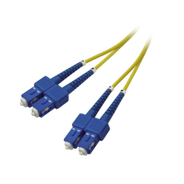 Коммутационный шнур оптический Hyperline, Duplex SC/SC (UPC), OS2 9/125, LSZH, 1м, d 3мм, синий хвостовик, цвет: жёлтый