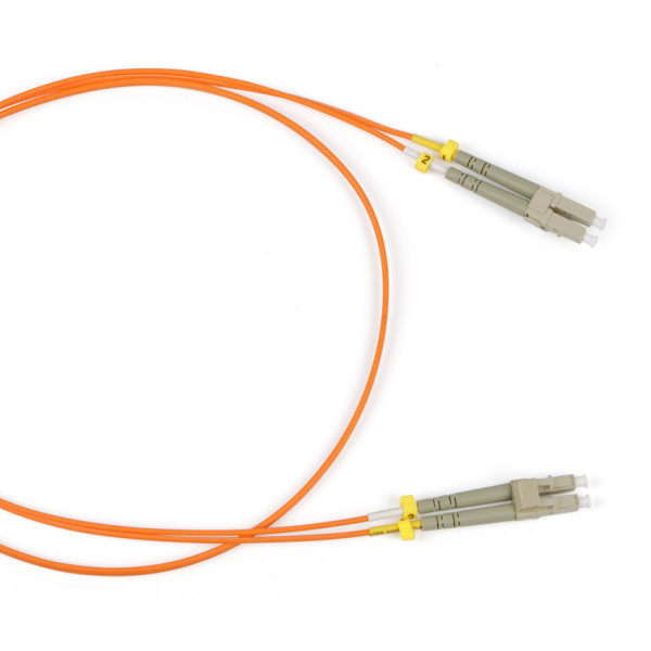 Коммутационный шнур оптический Hyperline, Duplex LC/LC, OM1 62,5/125, LSZH, 2м, d 2мм, серый хвостовик, цвет: оранжевый