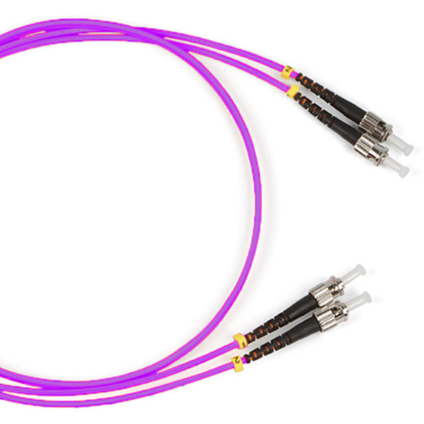 Коммутационный шнур оптический Hyperline, Duplex ST/ST, OM4 50/125, LSZH, 3м, d 2мм, чёрный хвостовик, цвет: фиолетовый