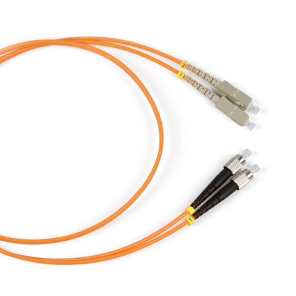 Коммутационный шнур оптический Hyperline, Duplex SC/FC, OM1 62,5/125, LSZH, 5м, d 3мм, серый хвостовик, цвет: оранжевый
