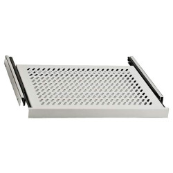Полка Zpas, перфорированная, выдвижная, 1U, 450х655 (ШхГ), нагрузка до 35 кг, для шкафов и стоек, с телескопич. направляющими, цвет: серый
