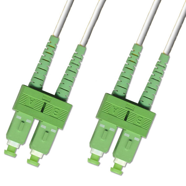 Коммутационный шнур оптический Hyperline, Duplex SC/SC (APC), OS2 9/125, LSZH, 5м, d 2мм, зеленый хвостовик, цвет: белый