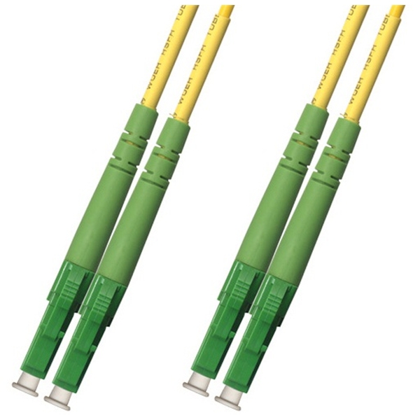 Коммутационный шнур оптический Hyperline, Duplex LC/LC (APC), OS2 9/125, LSZH, 5м, d 2мм, зеленый хвостовик, цвет: жёлтый