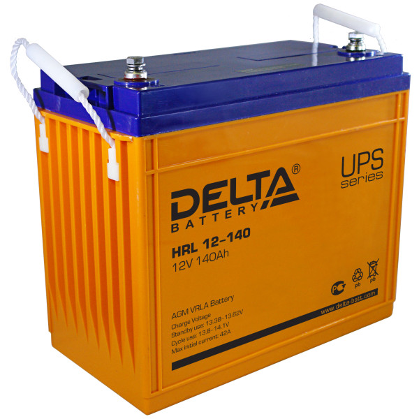 Аккумулятор для ИБП Delta Battery HRL, 173х342х287 (ШхГхВ), необслуживаемый электролитный, цвет: жёлтый, (HRL 12-140)