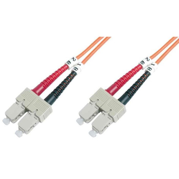 Коммутационный шнур оптический Hyperline, Duplex SC/SC, OM1 62,5/125, LSZH, 5м, d 3мм, серый хвостовик, цвет: оранжевый