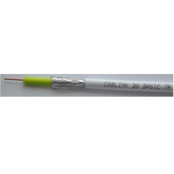 Кабель коаксиальный Cablink DG EXTREME 7HD, PVC, двухслойный экран (100% + 70%), 75 +/-3 Ом, бухта, 100 м, цвет: белый, d 1,13