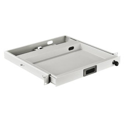 Полка клавиатурная Zpas, неперфорированная, выдвижная, 1U, 262х378х36 (ШхГхВ), нагрузка до 45 кг, для шкафов и стоек, с серой мини-клавиатурой keysonic ack-540, цвет: серый