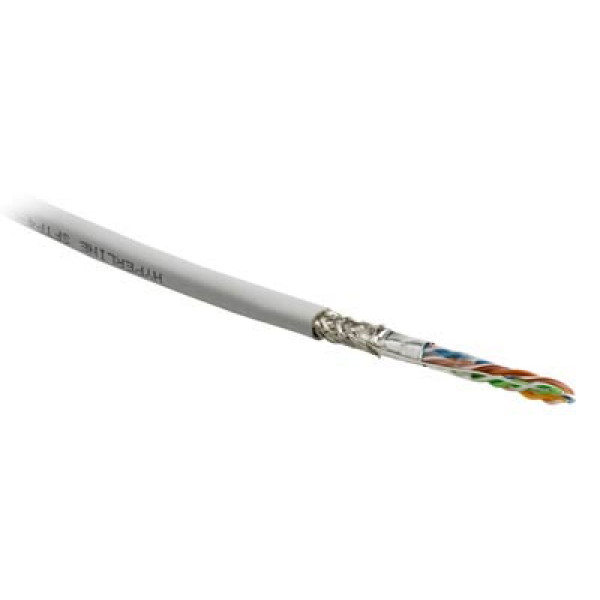 Кабель витая пара Hyperline, SF/UTP, 4 пар., кат. 5е, 100МГц, d 5,2 мм , AWG24, PVC, 305м, бухта, цвет: серый