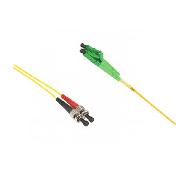 Коммутационный шнур оптический Hyperline, Duplex ST/LC (APC), OS2 9/125, LSZH, 2м, d 2мм, зеленый хвостовик, цвет: жёлтый
