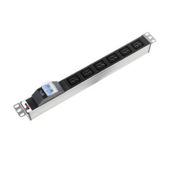 Блок силовых розеток Rem Rem-16, горизонтальный, IEC 60320 С19 х 6, вход колодка, 1U, 484х45х45 (ШхГхВ), 16А, автомат, без шнура