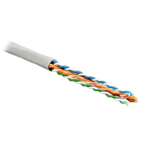 Кабель витая пара Hyperline, U/UTP, 4 пар., кат. 5е, 100МГц, d 5,2 мм , AWG24, PVC, 88м, бухта, цвет: серый