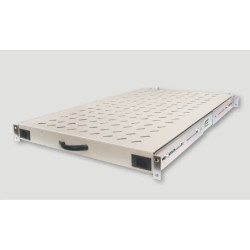 Полка Eurolan, перфорированная, стационарная, 1,5U, 483х720х50 (ШхГхВ), нагрузка до 100 кг, для шкафов глубиной 1000мм, крепеж, цвет: серый