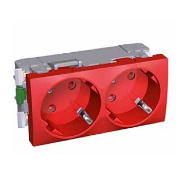 Розетка электрическая Schneider Electric Altira , 2x2к+З, 16А, 90x45, шторки защитные, цвет: красный