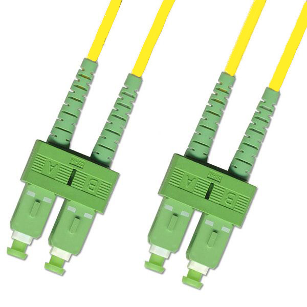 Коммутационный шнур оптический Hyperline, Duplex SC/SC (APC), OS2 9/125, LSZH, 3м, d 2мм, зеленый хвостовик, цвет: жёлтый