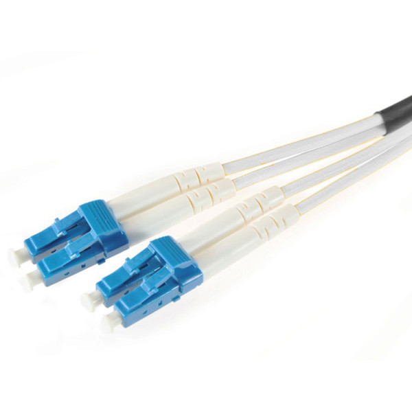 Коммутационный шнур оптический Hyperline, Duplex LC/LC (UPC), G657 9/125, LSZH, 1м, d 2мм, белый хвостовик, цвет: белый