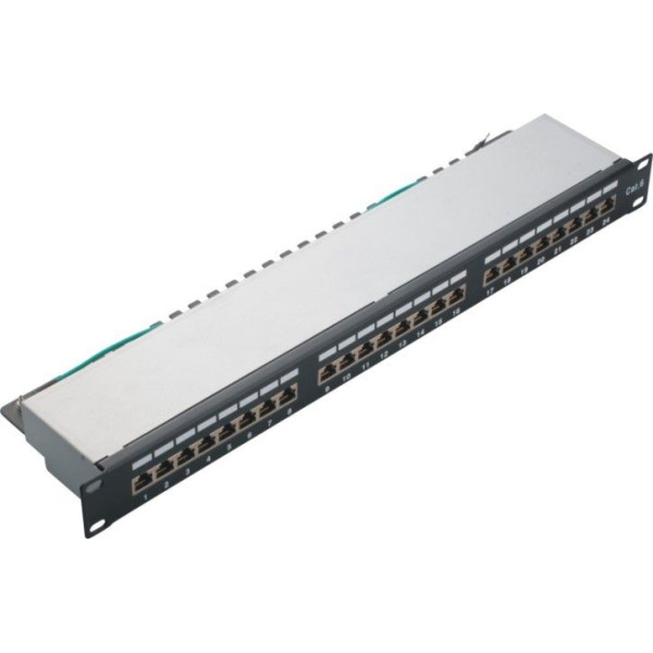 Коммутационная патч-панель наборная AMP, 19, 1HU, 24xRJ45, кат. 6, универсальная, экр., встраиваемый, цвет: чёрный, (0-1711685-1)